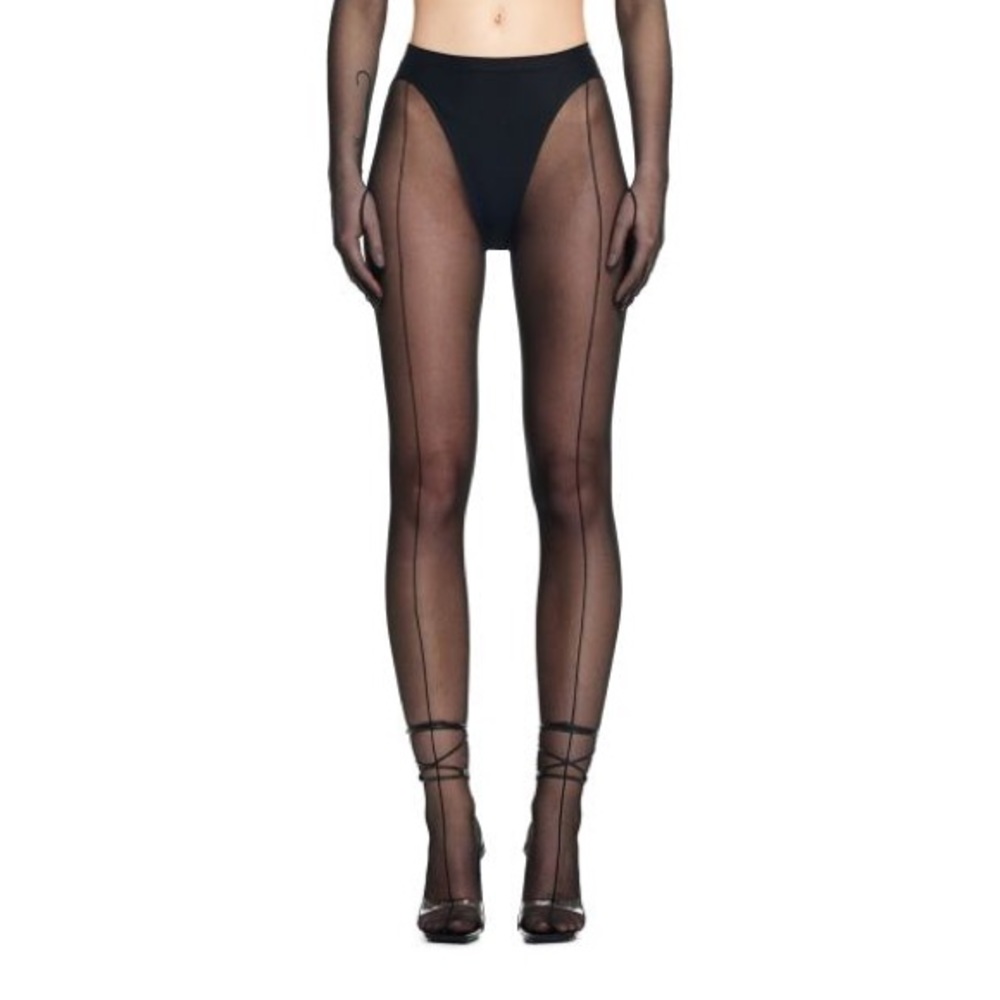NWT Rare Mugler x H&M Women's small Black Mesh Tights DS - 2023 AUTHENTIC
